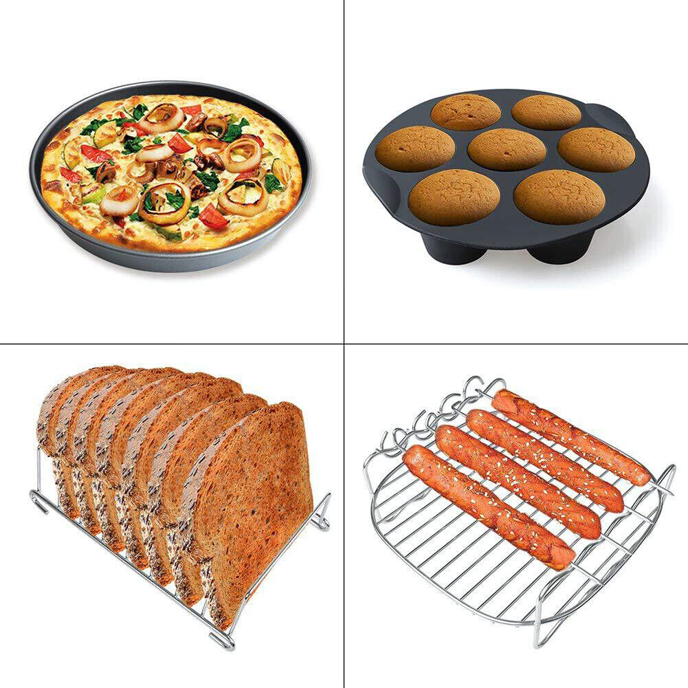 Silicone Air Fryer Mold 7-Cavity Cupcake Muffin Baking Cups Cake Pan (21cm)