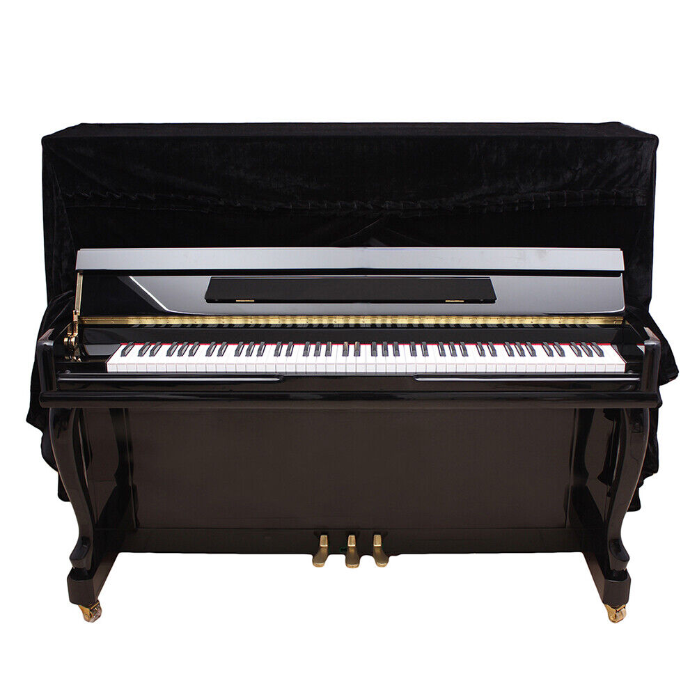 Pleuche Upright Piano Cover Full Piano Dust-proof Covers Cloth (Black)