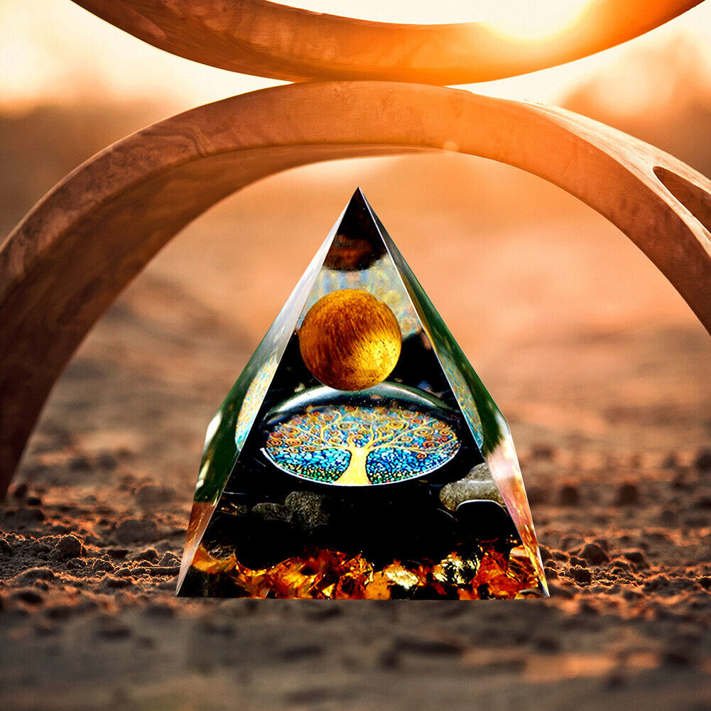 Pyramid Ogan Crystal Energy Tower Nature Reiki Chakra Crushed Stone (B)