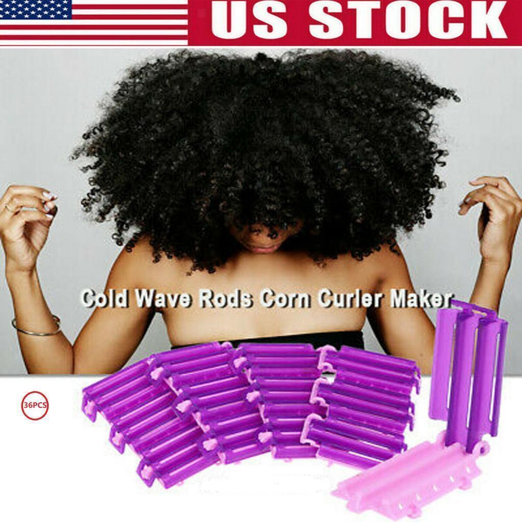 36Pcs Hairdressing Styling Wave Perming Rod Corn Hair Clip Curler DIY Tools