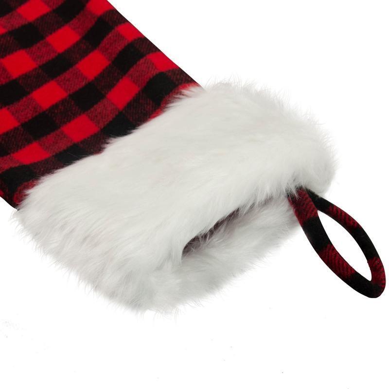Christmas Stocking  Red Black Plaid Hanging Ornament Cute Gift Decoration