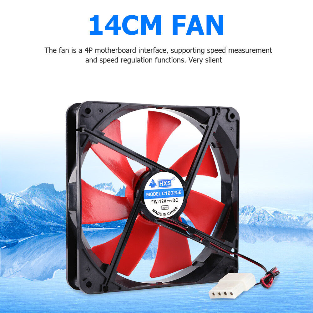 140mm 4 Pin Silent PC Case Cooling Fan CPU Cooler 12V Radiator Heatsink