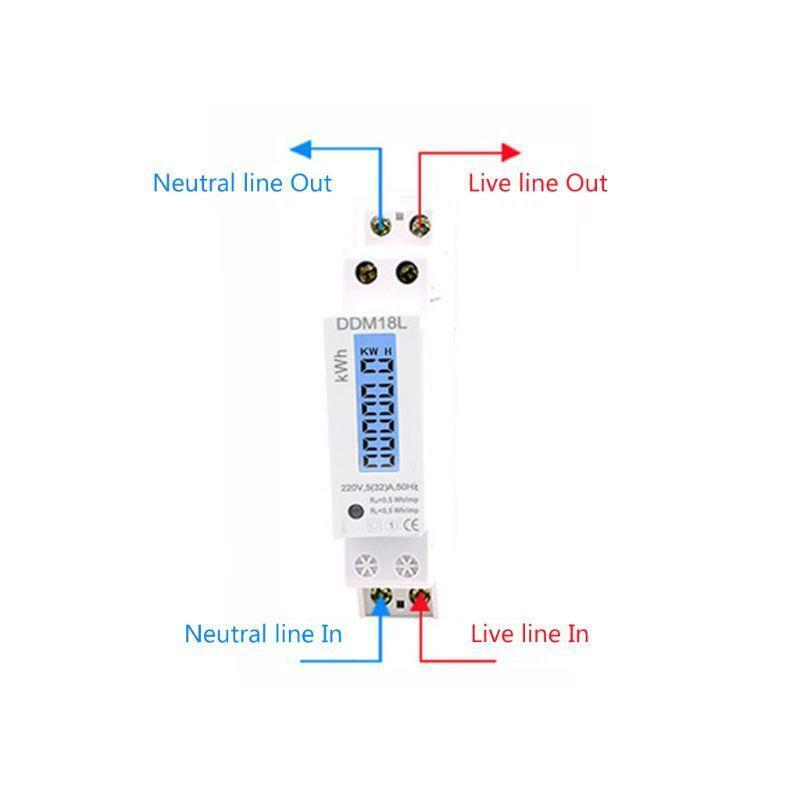 LCD Digital Single Phase Din Rail Electricity Power Consumption Energy Meter