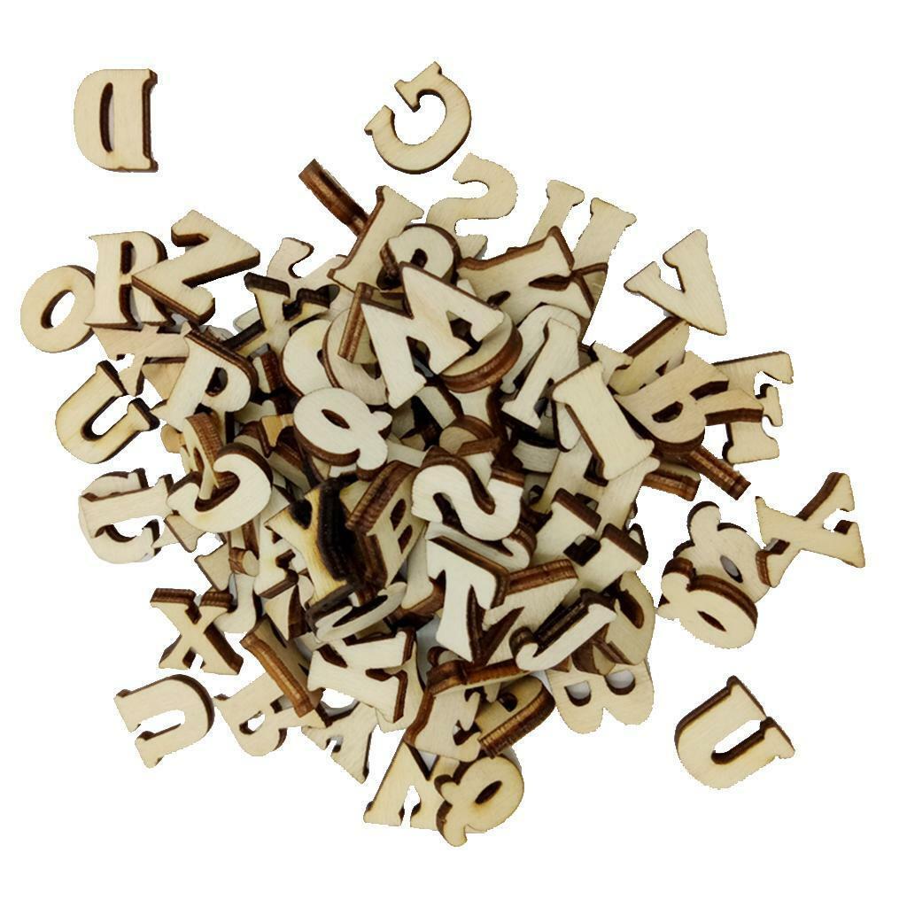 100 Pieces Blank Wooden  Letters Alphabet Embellishments for Crafts