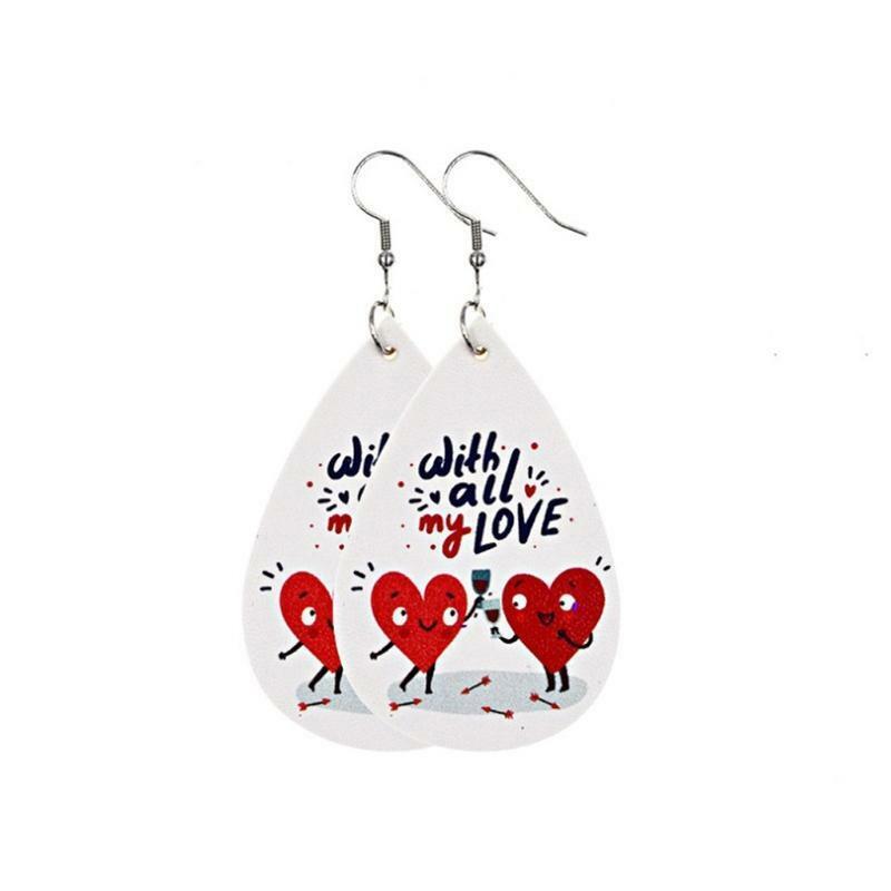 10 Pairs Valentine Day Leather Earrings Love Dangle Heart Leather Earrings Kit