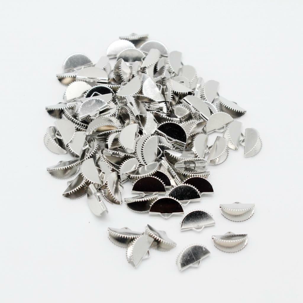 100pcs Semicircular Ribbon Crimp End clip and clamp Belt Tip Connectors