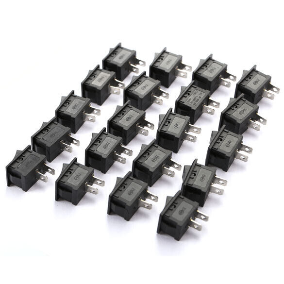 20pcs On/Off Rocker Switch Switches for Cars Motors Water Dispensers Black