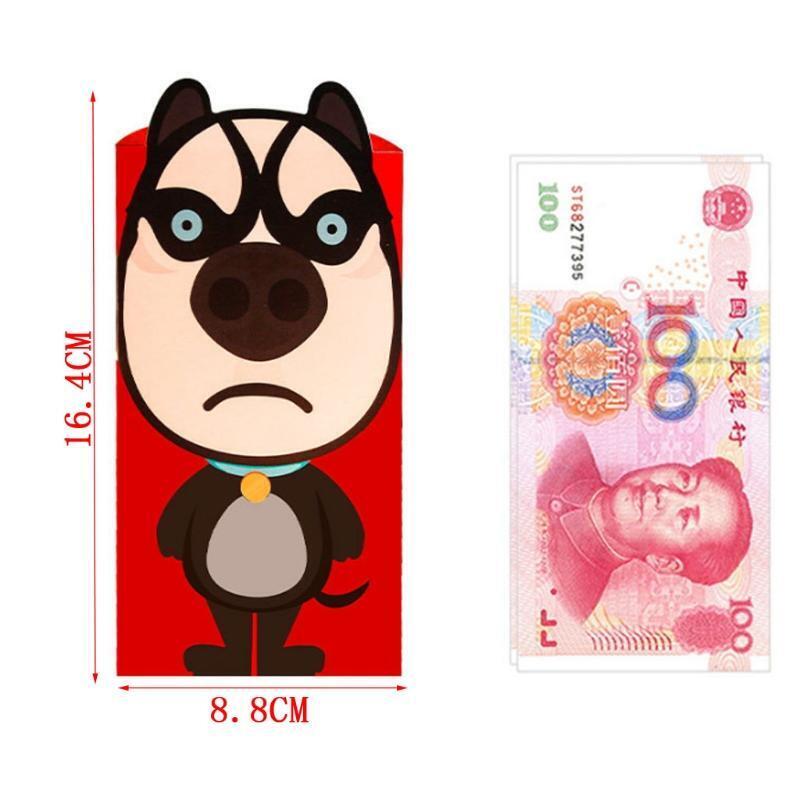 6pcs Dog Red Envelope To Fill In Money Chinese Tradition Hongbao Gift Present