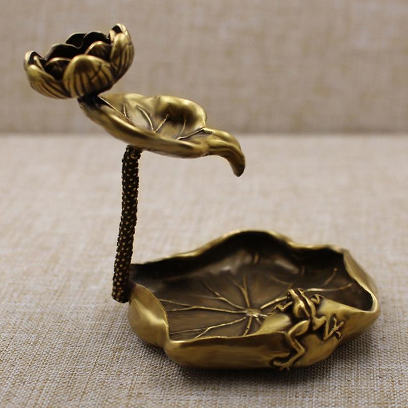 Brass Lotus Ornament Incense Burner Double Layer Pond Back Flow Incense Holder