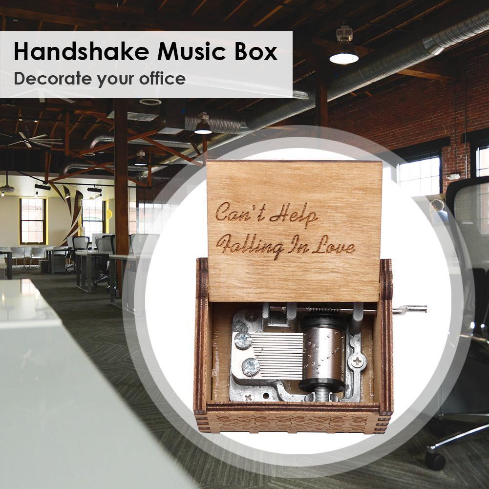 Handmade Wooden Carving Music Box Romantic Theme Birthday Decoration