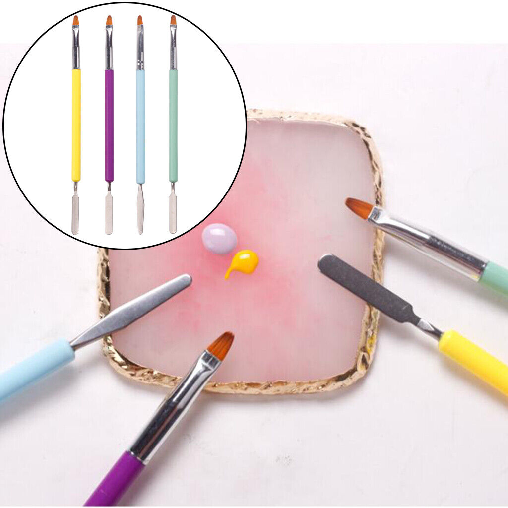 4 Pieces UV Gel Acrylic Nail Brush Drawing Painting Round Home Salon Use