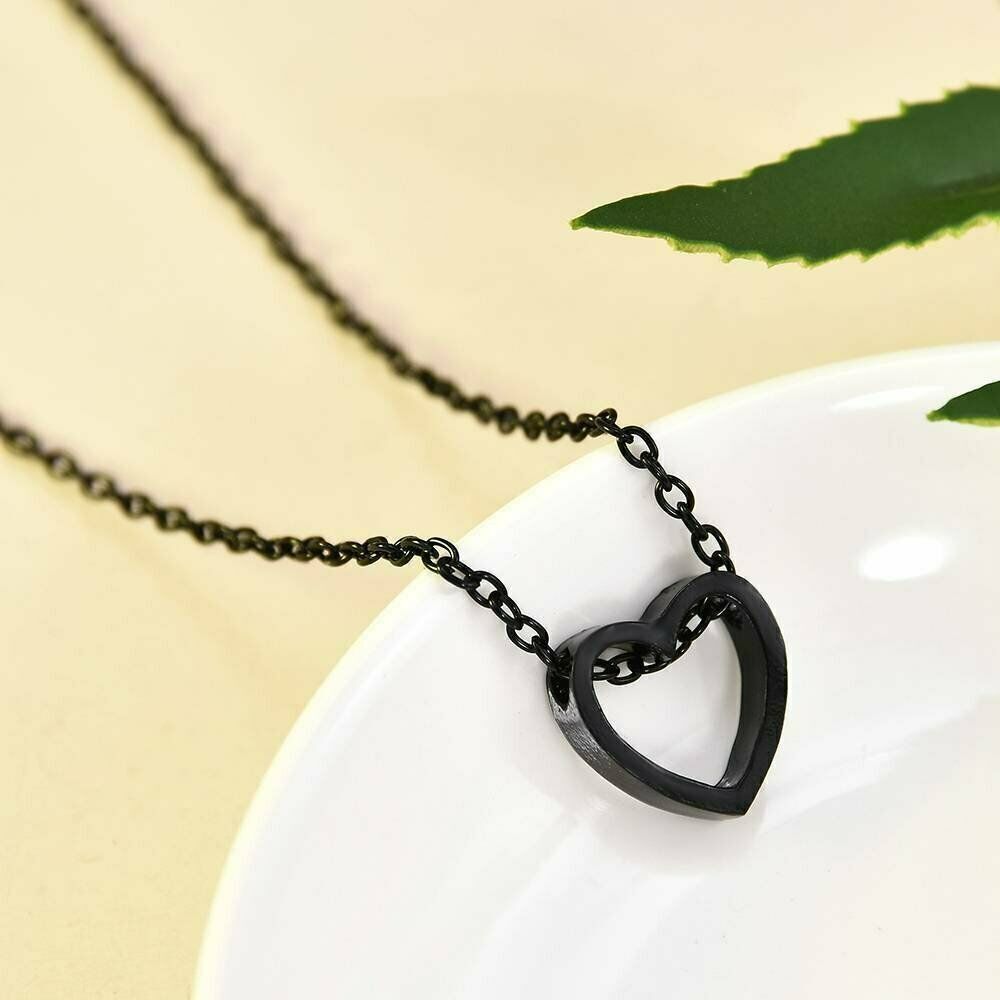 Gift Choker Jewelry LOVE Heart Pendant Charm Necklace Stainless Steel Chain