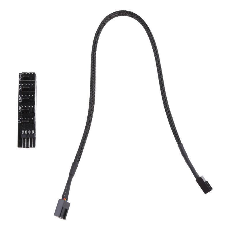 Cooling Fan Hub 1 to 5 Ports Fan Extension Cord 4Pin TX4 PWM CPU Temp Control