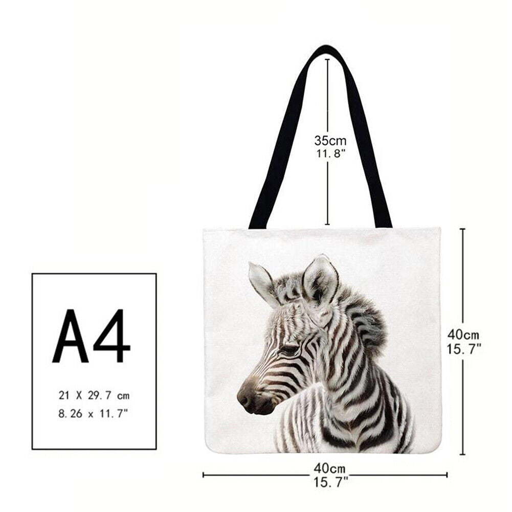Zebra Printed Shoulder Shopping Bag Casual Large Tote Handbag (40*40cm)