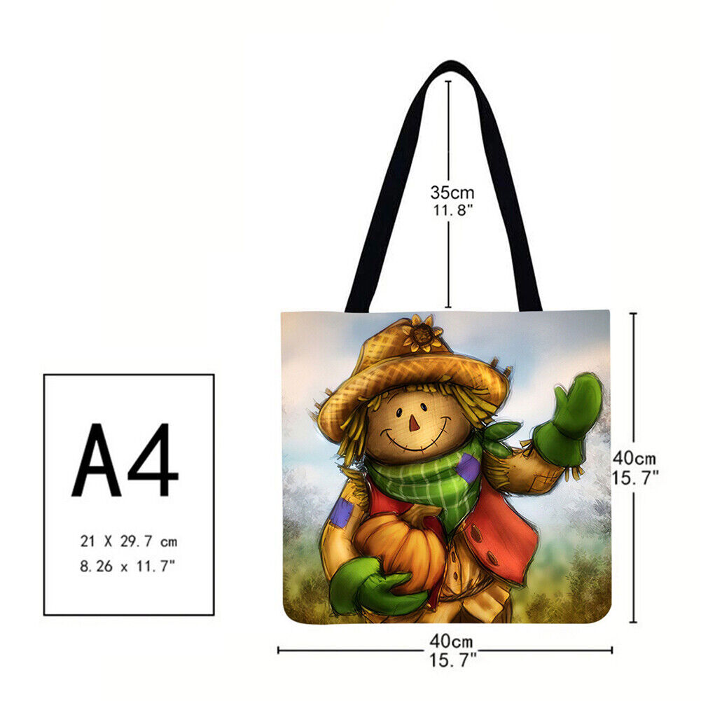 Halloween scarecrow Printed Shoulder Shopping Bag Casual Large Tote Handbag