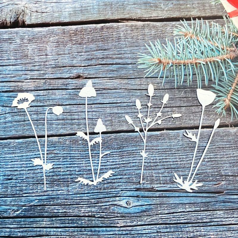 1 Set Blossom Flowerbud Grass Metal Cutting Dies Embossing Stencil DIY Template