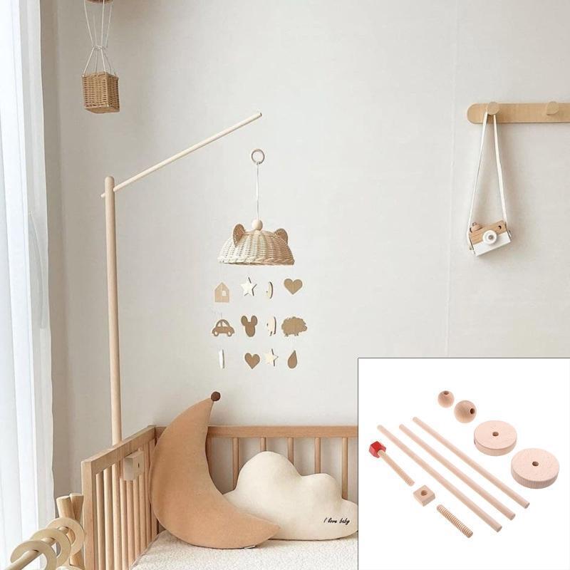 Baby Crib Mobile Arm Rattles Bracket Infant Crib Mobile Bed Bell Beech Hanger