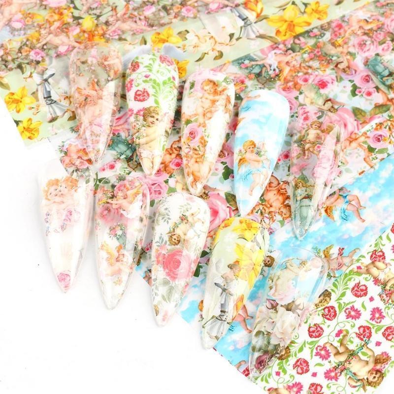 Angel Paper Colorful Nail Transfer Foils for Women Girls Fingernails Toenails