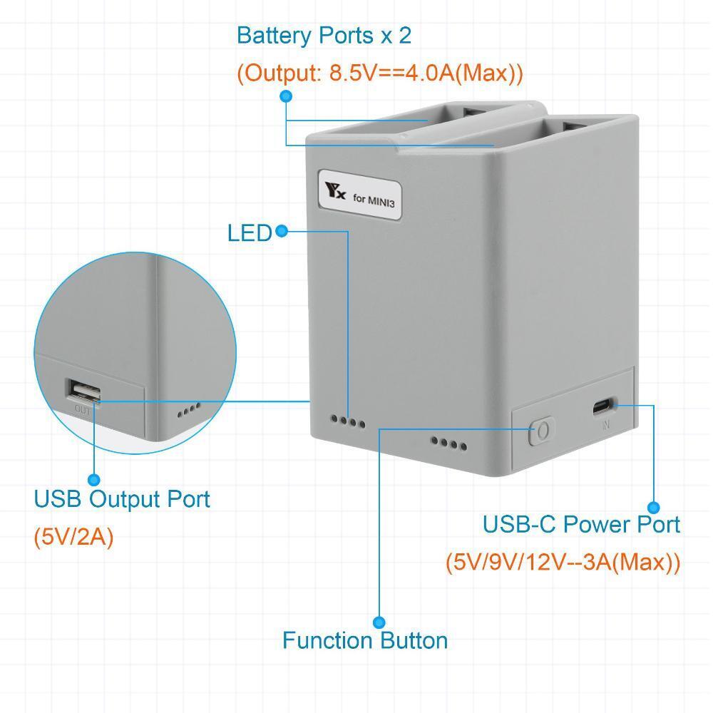 Two-Way Charging Hub Battery Charging Butler Battery Charger For DJI Mini 3 Pro