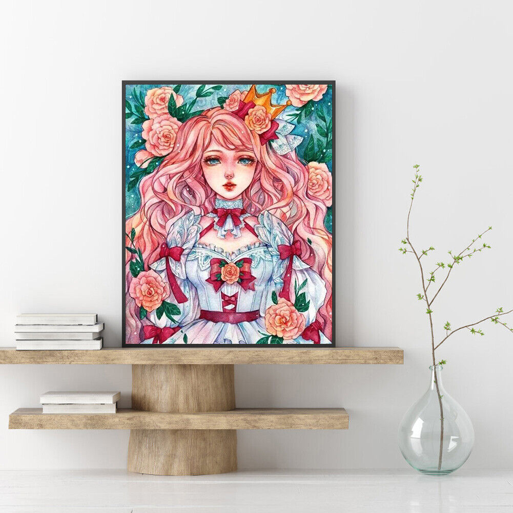 Girl Flowers 5D DIY Full Drill Diamond Painting Rhinestone Wall Art (DM293)
