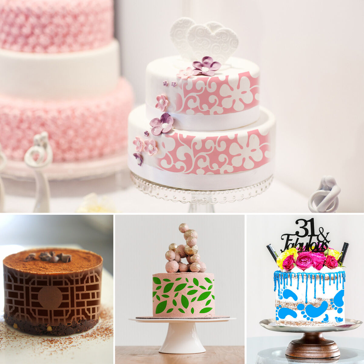 10 Plastic DIY Baking Tool Flower Spray Template Lace Decoration Cake Stencils