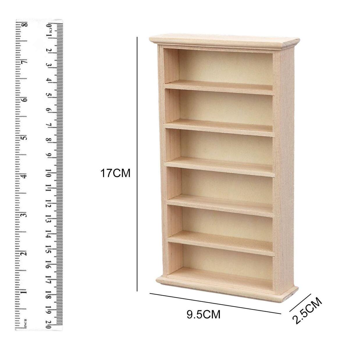 2- 1:12 Bookshelf Shelf Wardrobe Handmade Unpainted Wooden Furniture Set