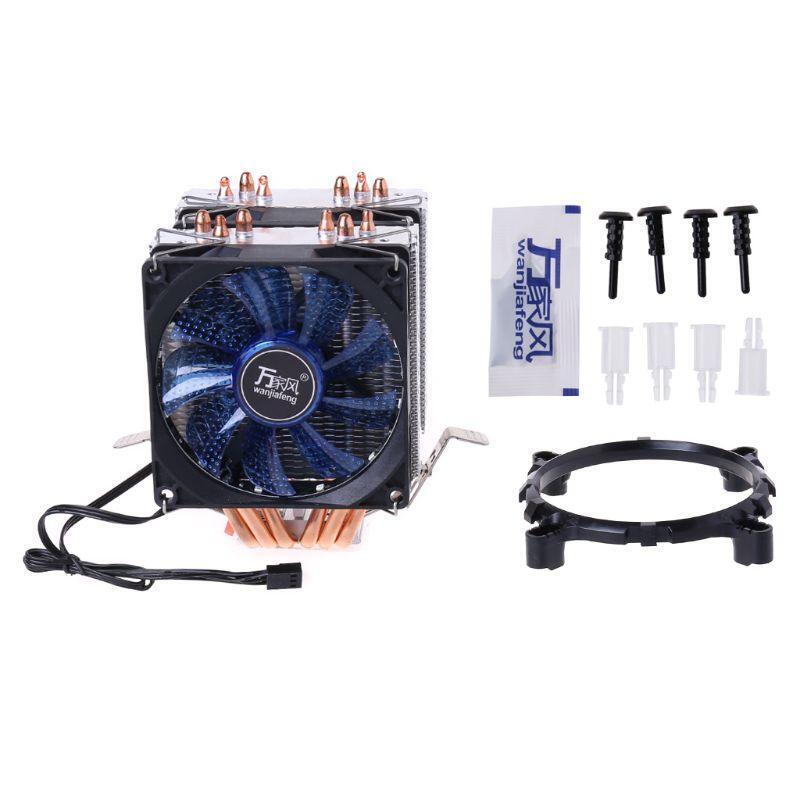 4PIN CPU Cooler 115X 1366 2011 6Heatpipe Dual-tower Cooling Fan for AMD 775/1150