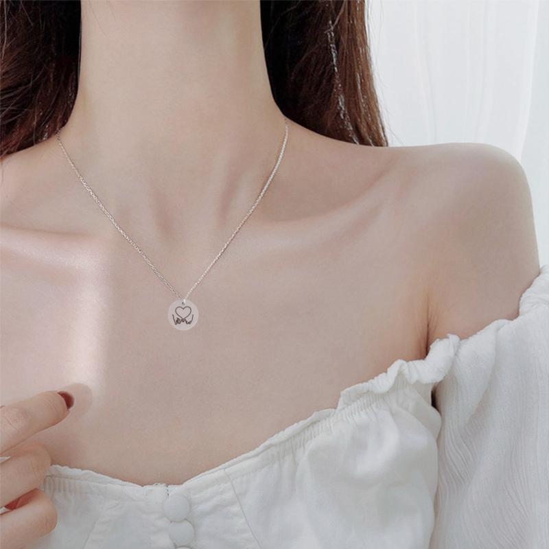 Korean Version Love Hook Round Card Couple Necklace Ins Cold Wind Simple Chain