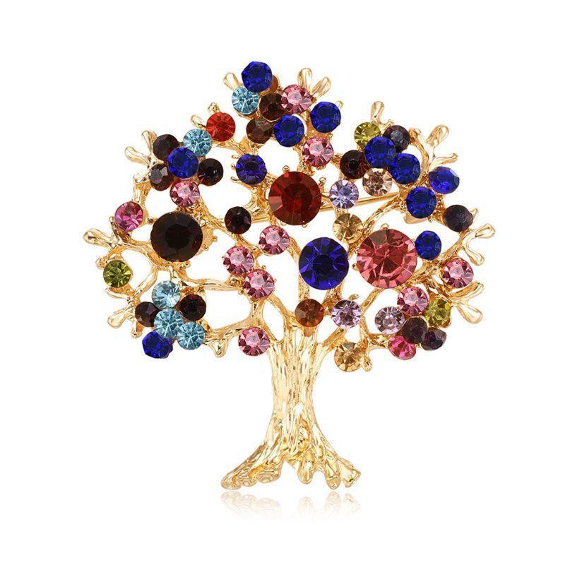 Tree Brooch Rhinestone Decorative Charms Jewelry Badge Banquet Suit Scarf Pins