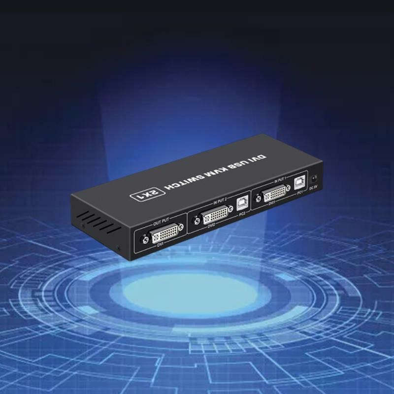 USB Switch Selector DVI KVM Switcher Box Hub Adapter 1 Port Out 2 In Splitter