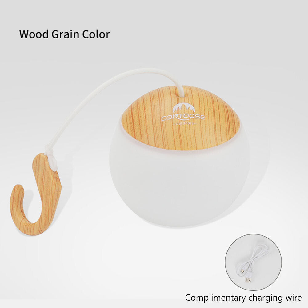 LED Lantern Lamp Hanging Outdoor Tent Emergency Camping Night Light (Wood)
