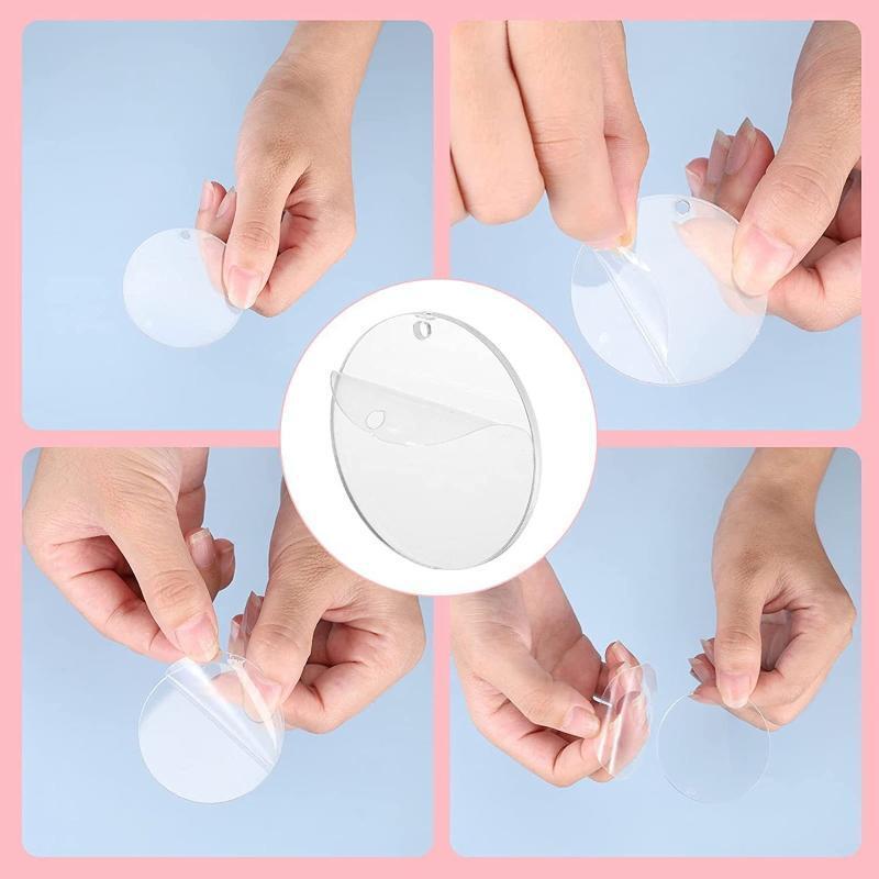 Rectangle Love Round Bone Keychain Blank Key Ring Jump Rings Ornament Pendants