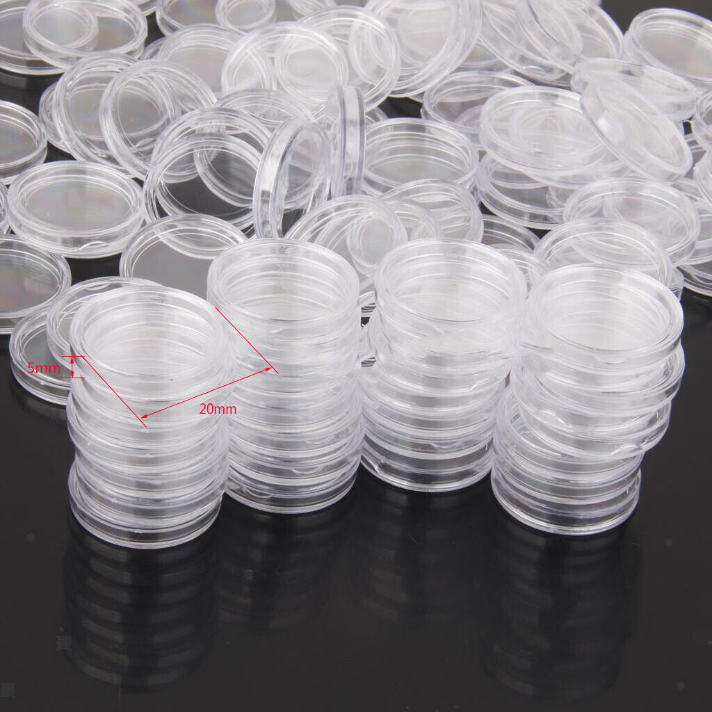 200x Clear Plastic Memorial  Storage Display   20mm Dia