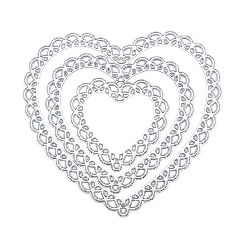 Three-Layer Hollow Lace Heart Shape Carbon Steel Cutting Dies DIY Scrapbooking
