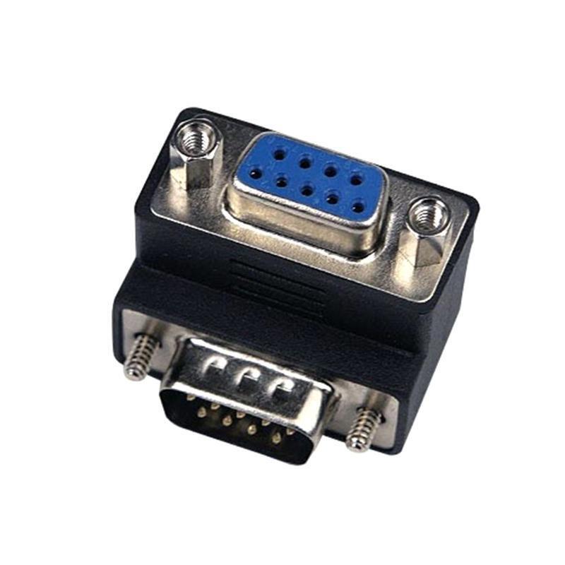 RS 232 DB9 9 Pin Male to Female Coupler Serial Adapter 90 Degree Converter