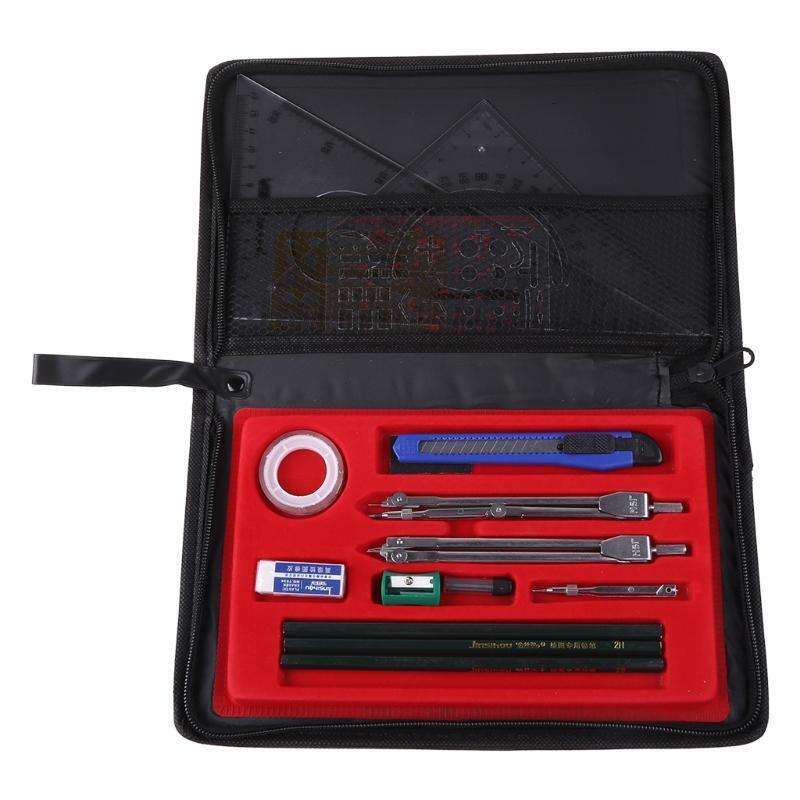 16pcs/set Drafting Compass Set Drawing Templates Pencil Student School Supplies