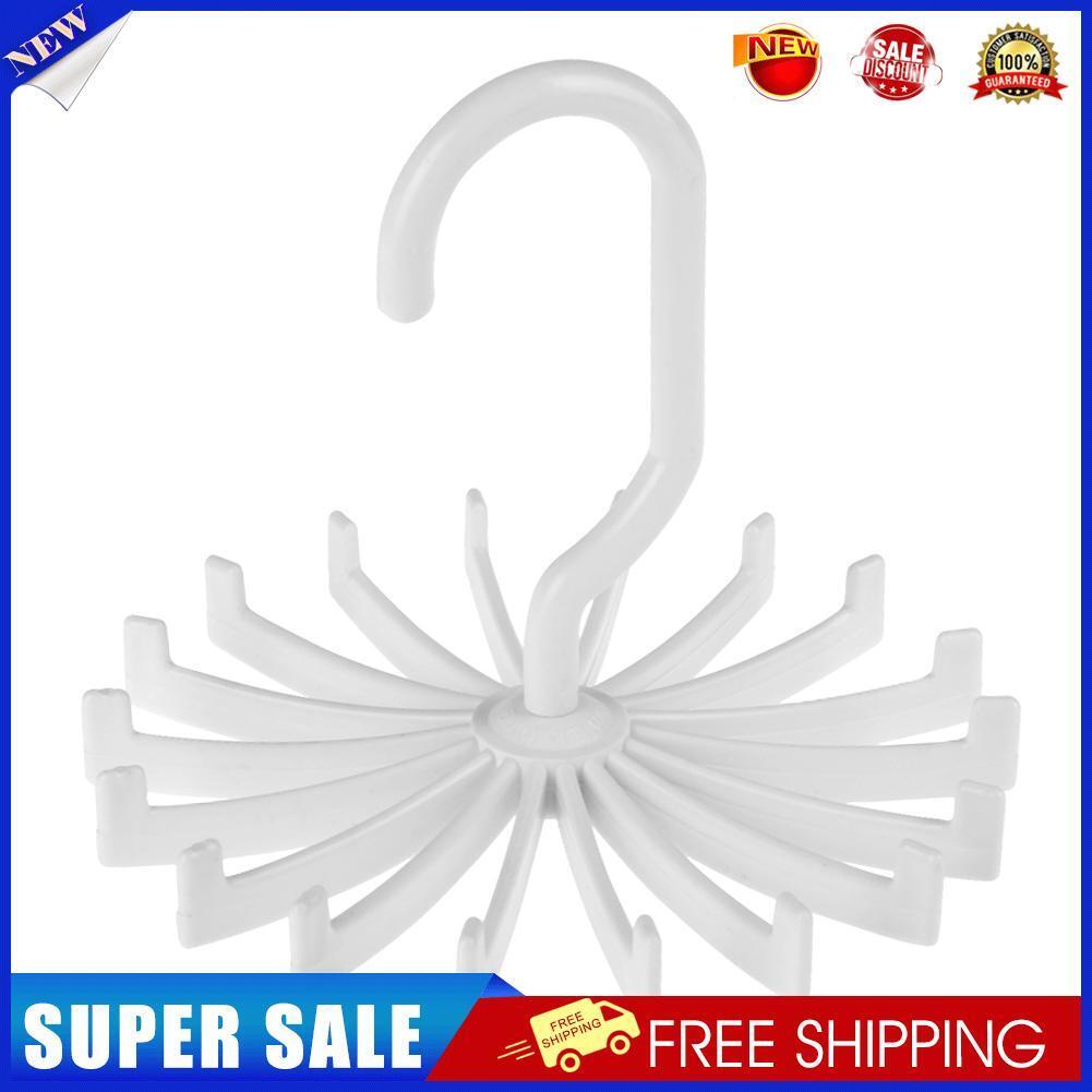 18 Hooks Necktie Scarf Belt Hanger Organizer Clothing Holder Rack(White)