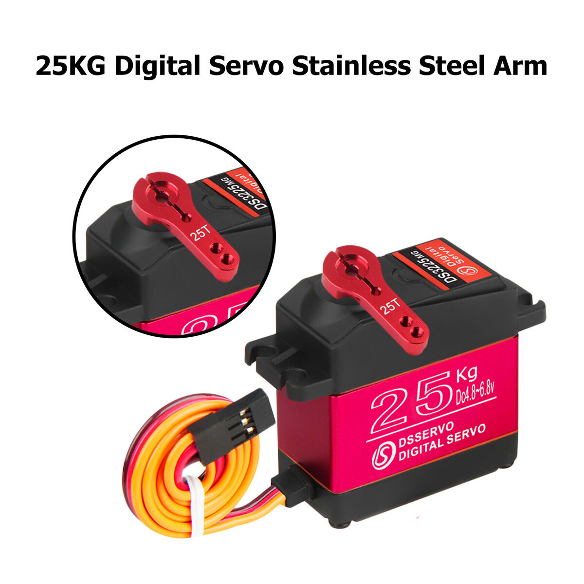 Waterproof 25kg Metal Gear Digital Servo Kits for RC Crawler Robot Red
