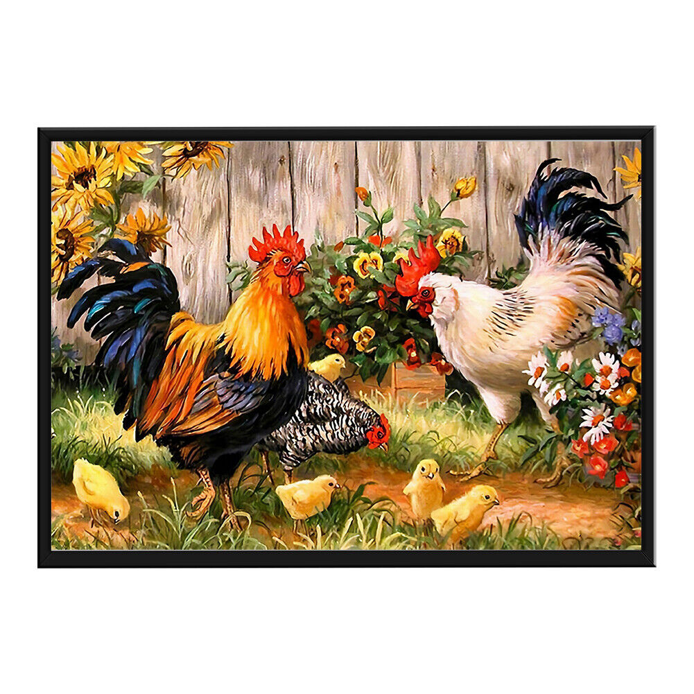 DIY Chicken Animal Pattern Stamped 11CT Full Embroidery Cross Stitch Kits