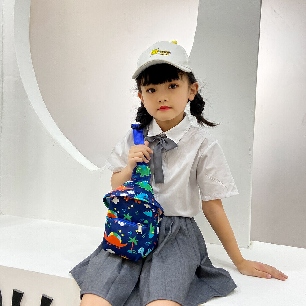 Cute Cartoon Print Chest Bag Children Mini Hats Nylon Messenger Bags (Blue)