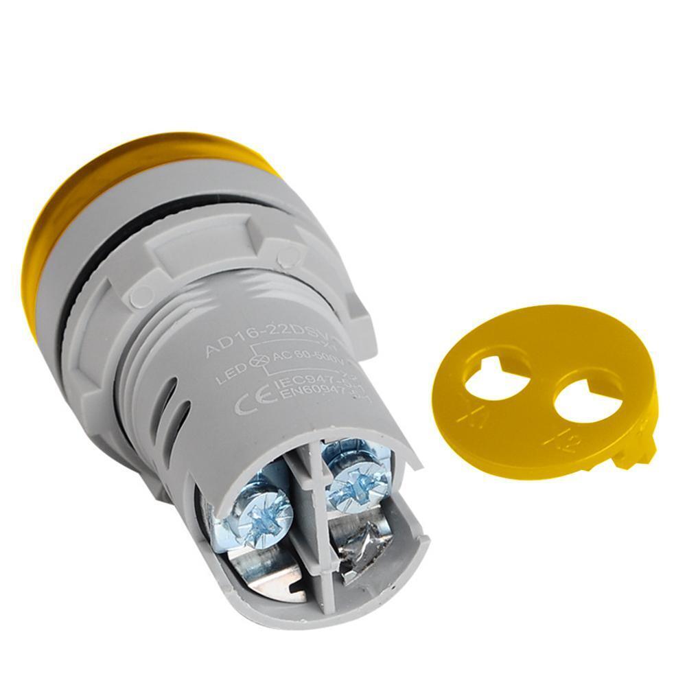 220V AC Round LED Digital Display Voltage Meter Ampermeter Monitor (Yellow)