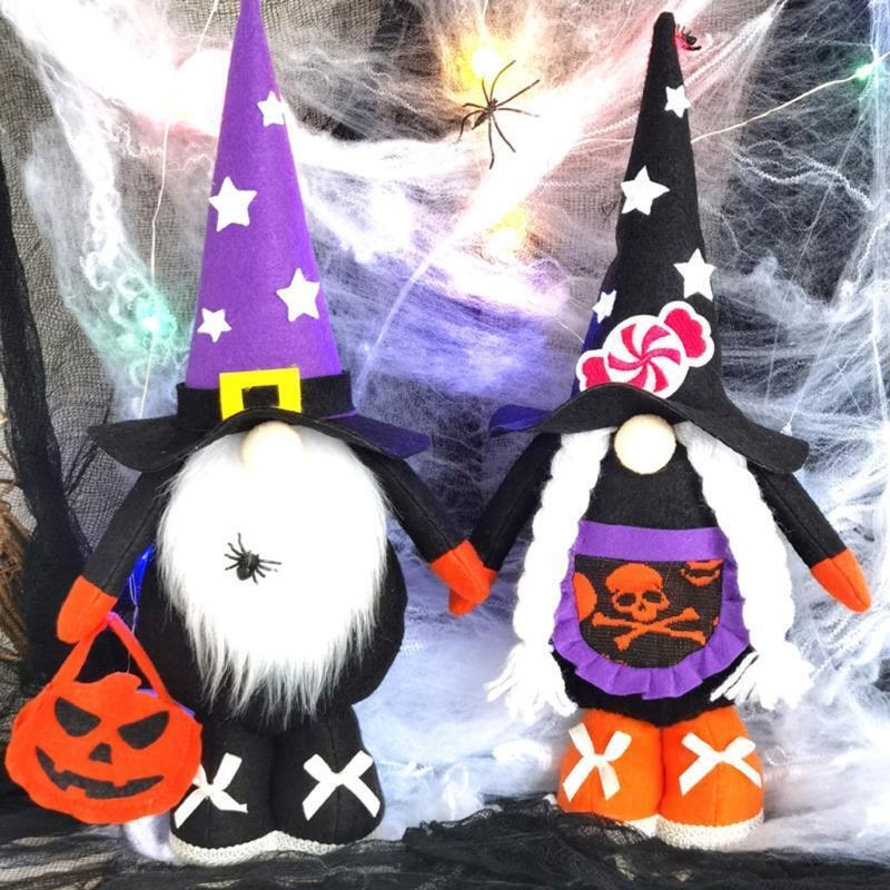 Mr and Mrs Halloween Gnomes Couple Set of 2 Handmade Swedish Tomte Scandinavian