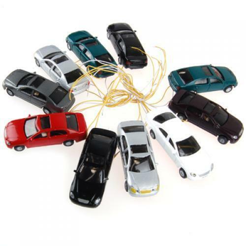 10Pcs 1:100 HO Scale Plastic Painted Car   Table Scene 48x17x12mm