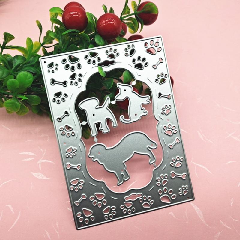 Cat Dog Bone Footprint Metal Cutting Dies Stencil Scrapbooking DIY Album Stamp