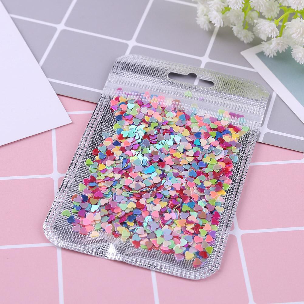 500pcs/bag Colorful Flashing Film DIY Solid Peach Heart Nail Glitter Sequin