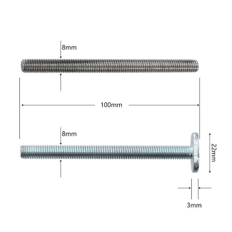 4Sets M8 Plum Hand Tighten Nuts Handle + M8 T-Track Slider Sliding Nut Screw Rod