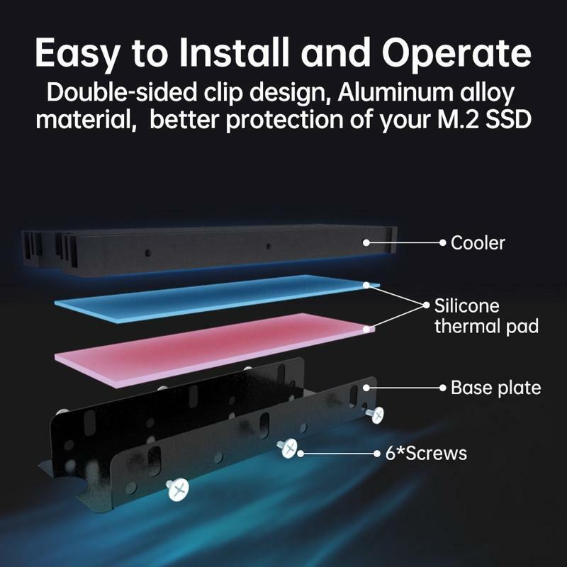 M.2 SSD Heatsink with 2 Layer Thermal Cooling Pads for M2 NVMe 2280 SSD Radiator
