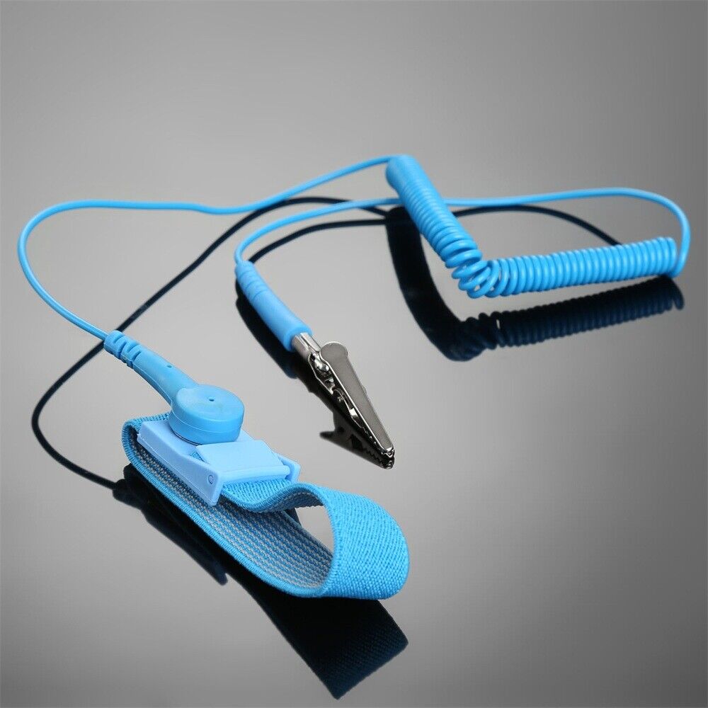 Blue Antistatic Discharge Cable Adjustable Wrist Band Grounding Prevent Static