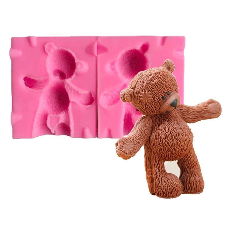 2pcs DIY Candle Mold Cute Bear Shape Cake Chocolate Clay Soap Decorating Crafts
