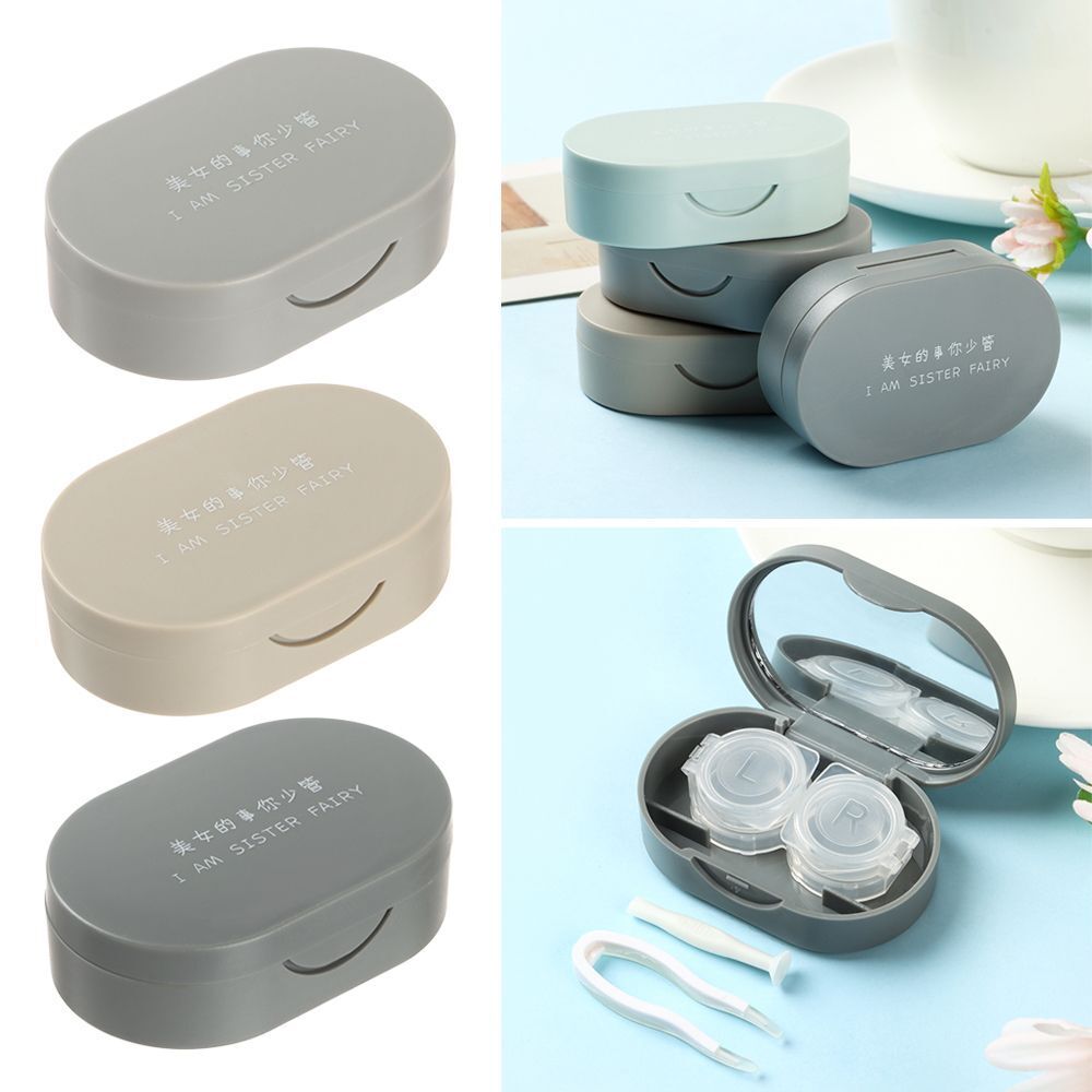 Lovely Colorful Contact Lenses Box Mini Square Contact Lens Case with Mirror
